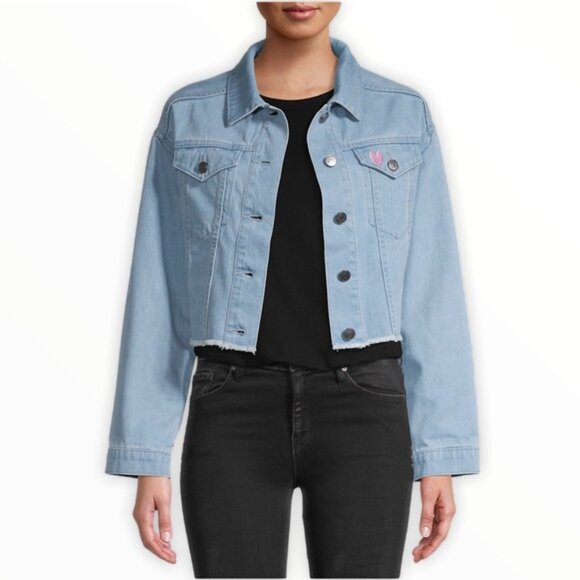 Cupcakes & Cashmere Lany Crop Denim Jacket NWT - Picture 1 of 15